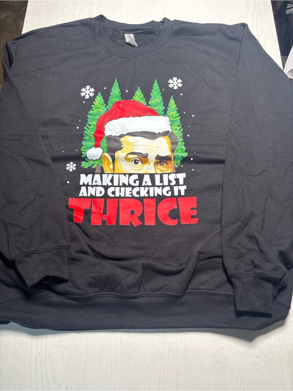 Gildan Black Crewneck Sweatshirt with Red & Green Holiday Graphic